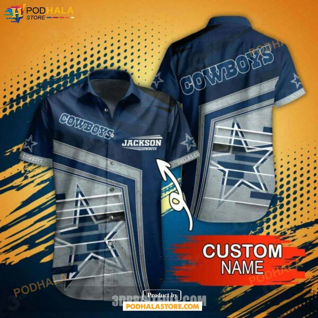 Sporty Pride Dallas Cowboys Hawaiian Shirt With Modern Geometric Design And Stripes