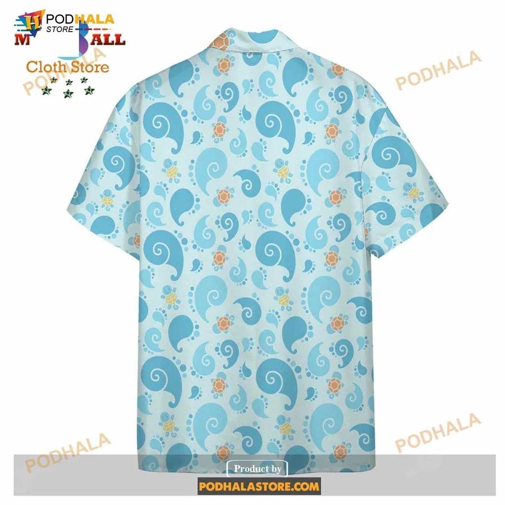 Squirtle Cute Aloha Shirt With Playful Blue Water Motifs Squirtle Cute Aloha Shirt With Playful Blue Water Motifs