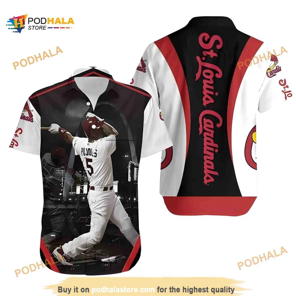 St Louis Cardinals Aloha Shirt Featuring Albert Pujols In Action