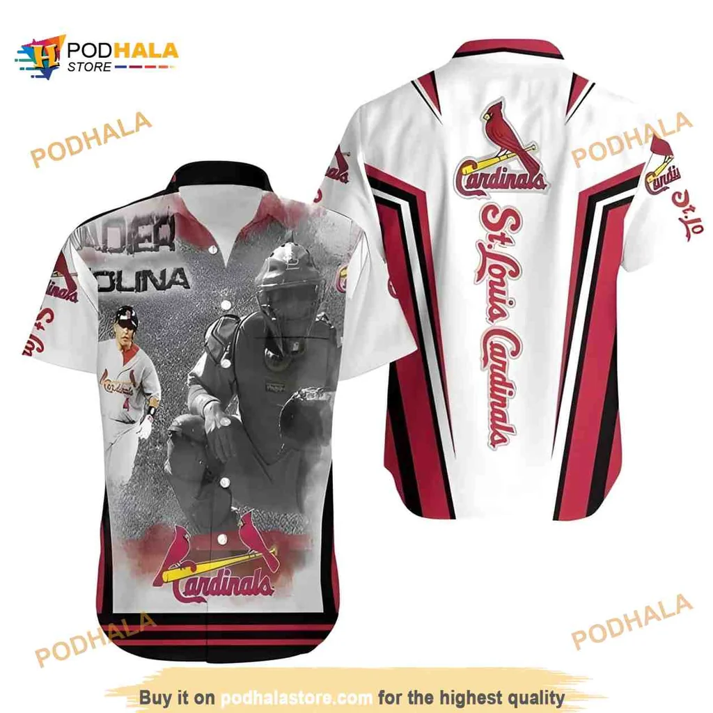 St Louis Cardinals Baseball Aloha Shirt With Grayscale Player Design