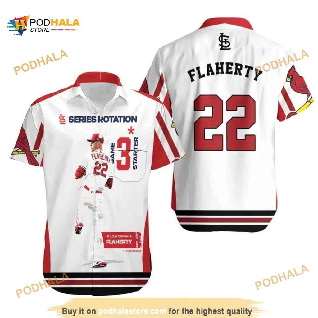 St Louis Cardinals Baseball Fan Aloha Shirt With Player 22 Flaherty Design