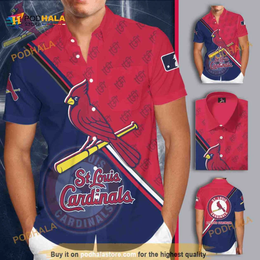 St Louis Cardinals Hawaiian Shirt Featuring Playful Cardinal Design