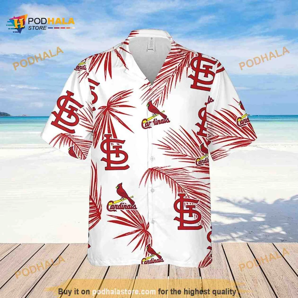 St Louis Cardinals Hawaiian Shirt With Palm Leaves Pattern