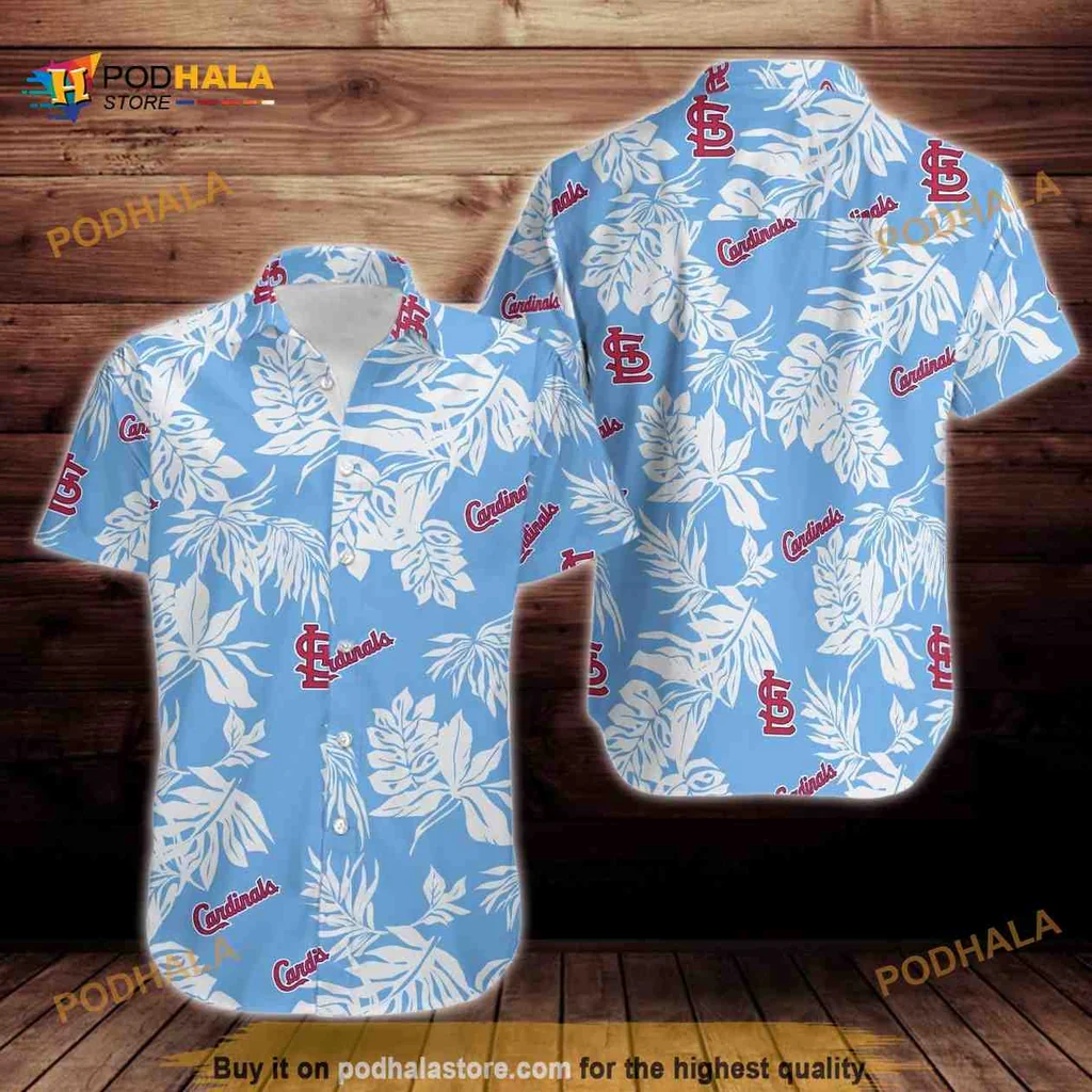 St Louis Cardinals Hawaiian Shirt With Tropical Leaves And Red Accents