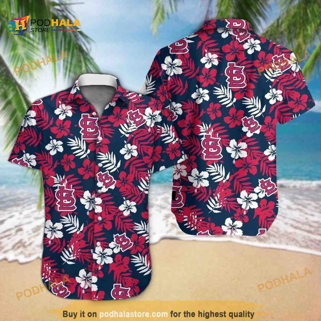 St Louis Cardinals Hibiscus Hawaiian Shirt With Floral Design
