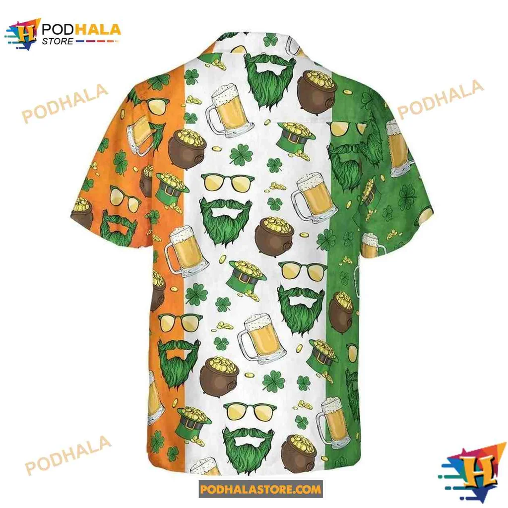 St Patricks Day Bear Aloha Shirt With Fun Green Beards And Shamrocks St Patricks Day Bear Aloha Shirt With Fun Green Beards And Shamrocks