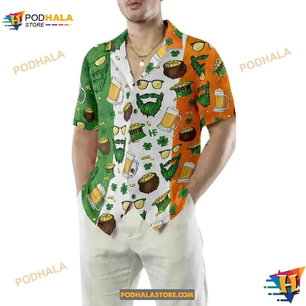 St Patricks Day Bear Tropical Shirt With Fun Green Beards And Shamrocks St Patricks Day Bear Tropical Shirt With Fun Green Beards And Shamrocks