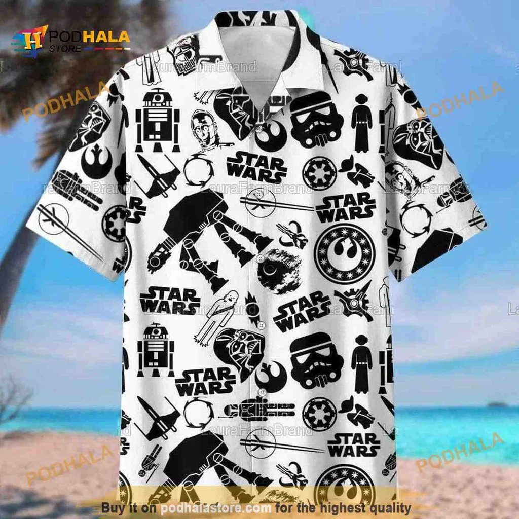 Star Wars Aloha Hawaiian Shirt With Iconic Characters And Symbols