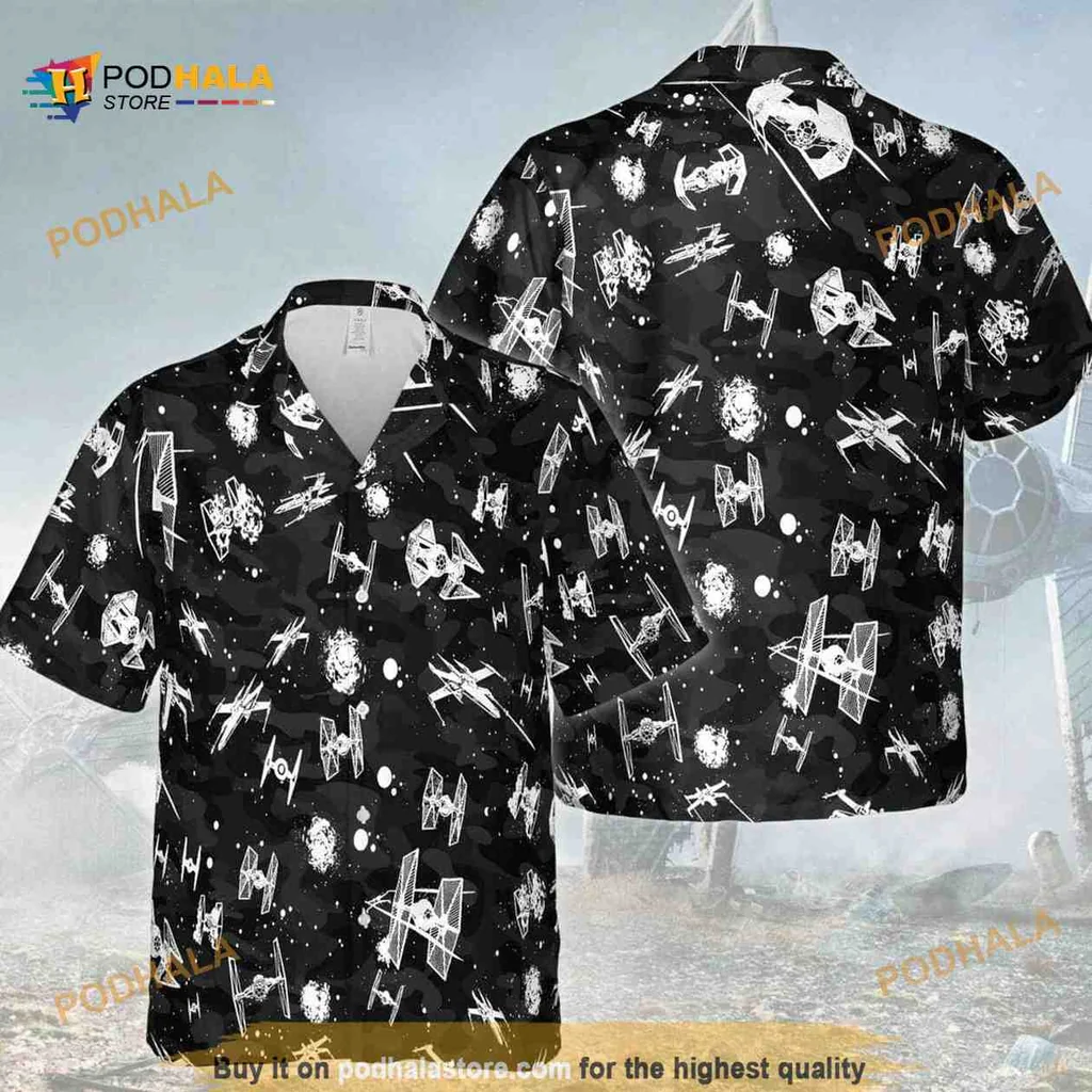 Star Wars Aloha Shirt Featuring Tie Fighters And X Wing Starfighters