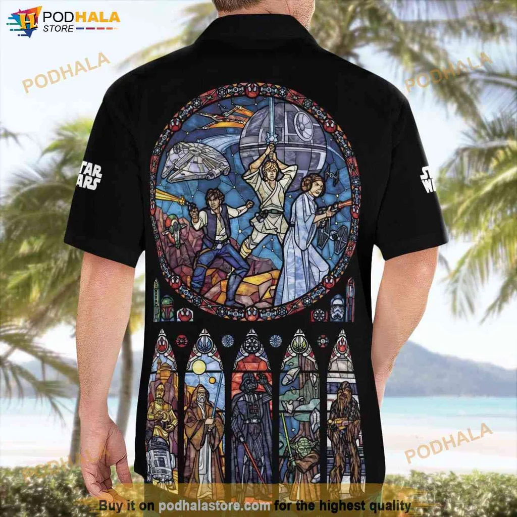 Star Wars Aloha Shirt, Limited Edition Stained Glass Design For Men And Women