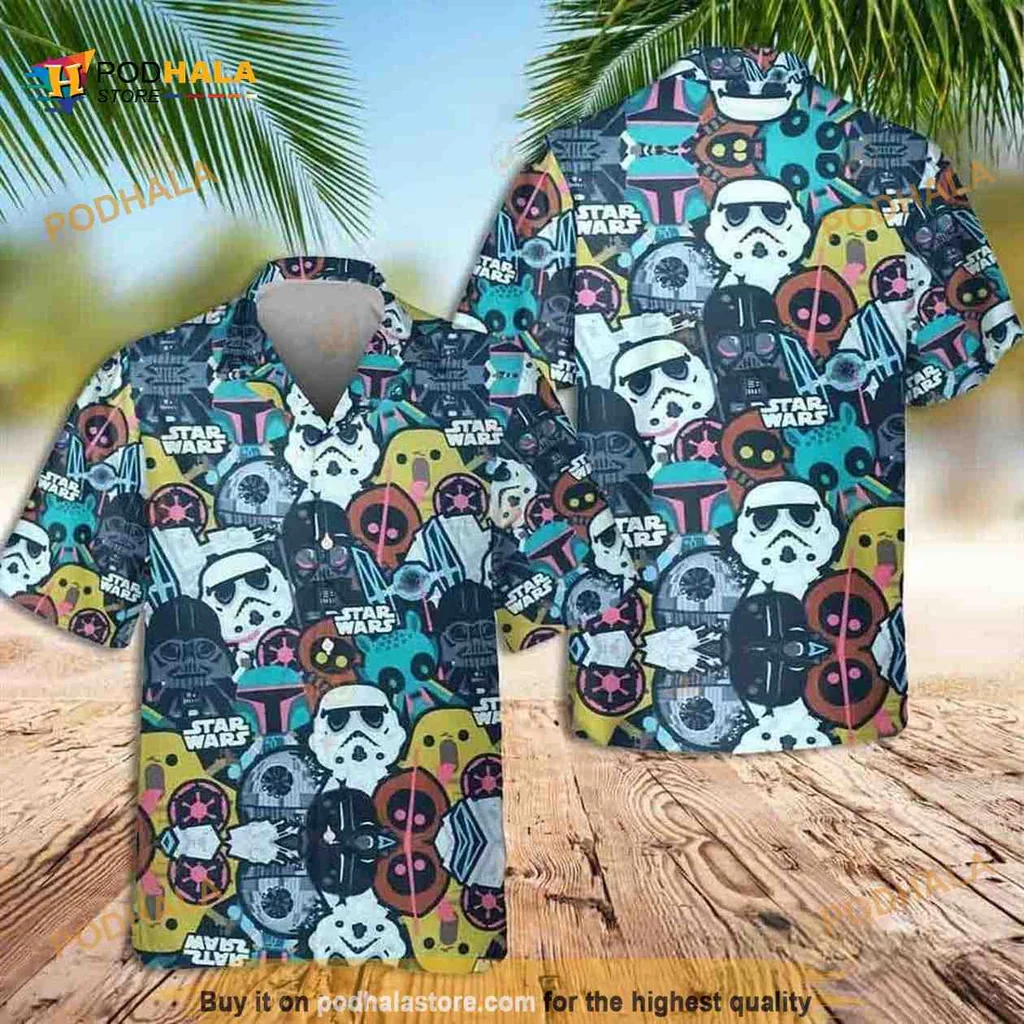 Star Wars Cartoon Hawaiian Shirt Featuring Iconic Characters