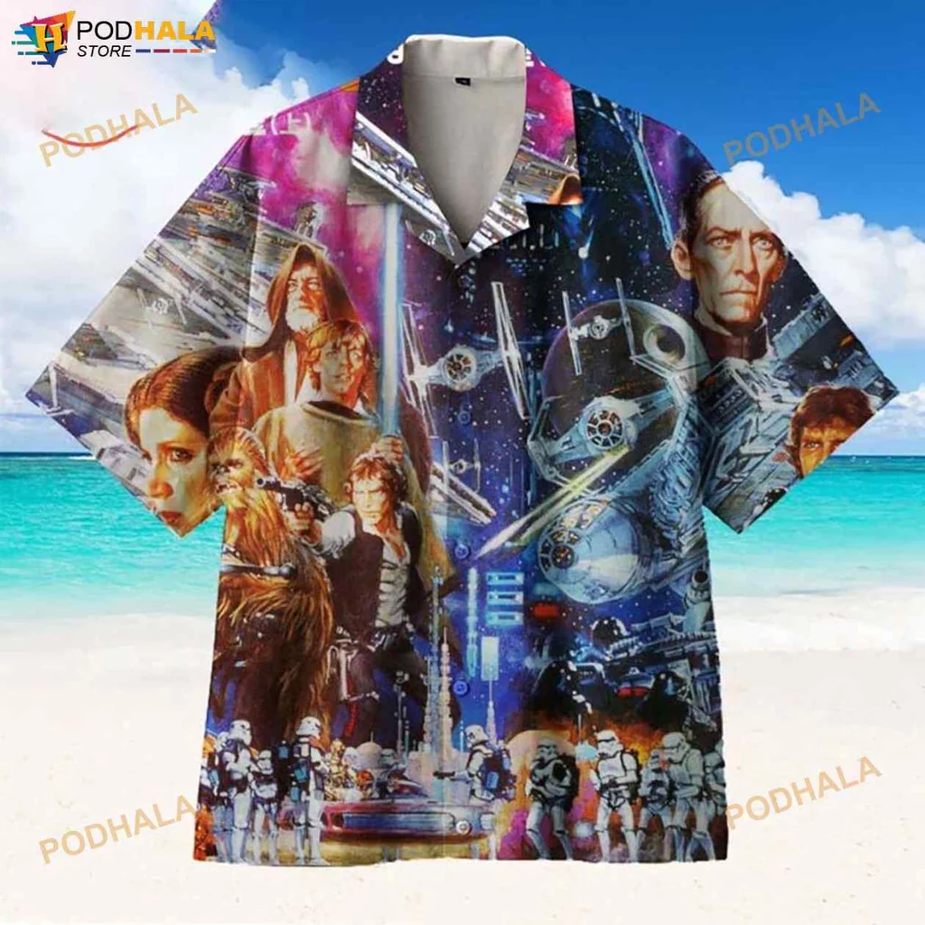 Star Wars Characters Hawaiian Shirt With Iconic Figures And Starry Background