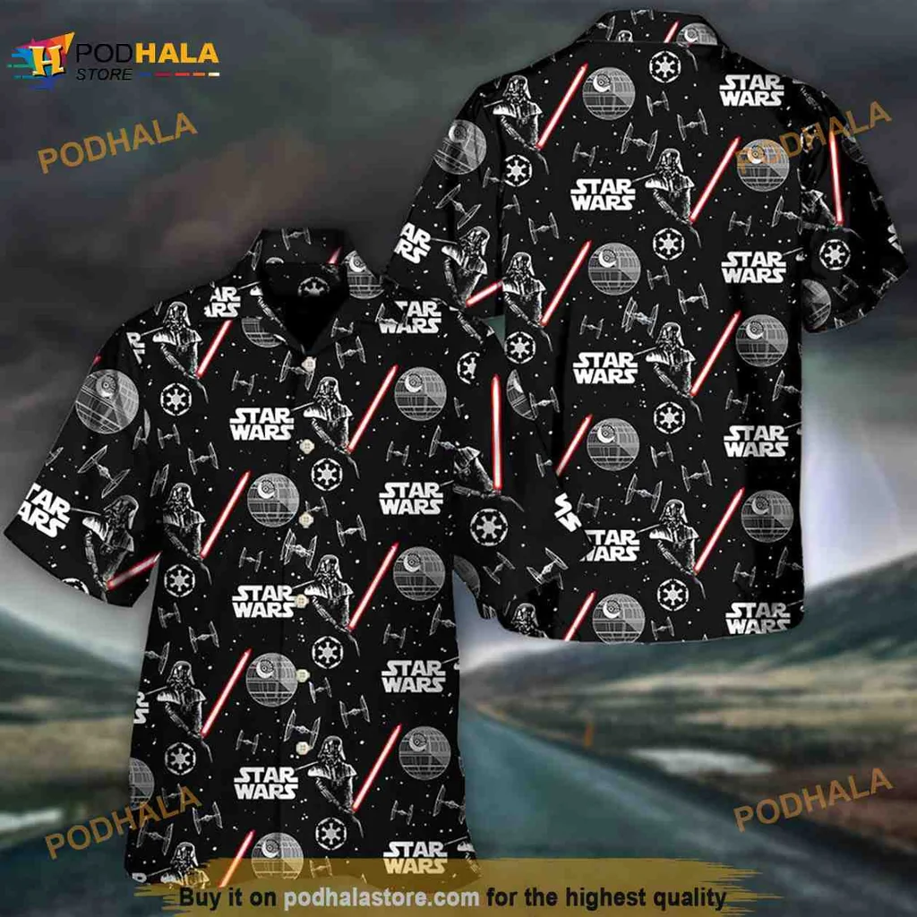 Star Wars Darth Vader Hawaiian Shirt With Death Star And Lightsabers