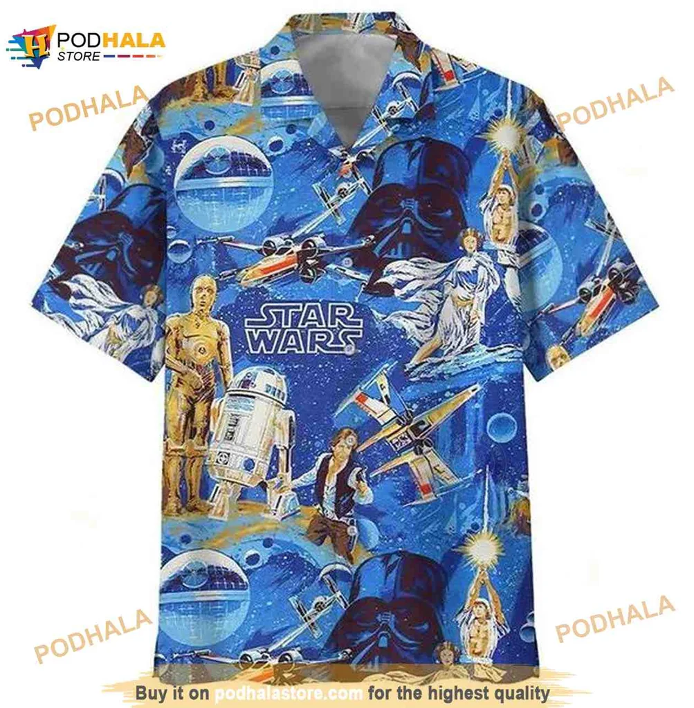 Star Wars Darth Vader Hawaiian Shirt With Iconic Characters And Space Design