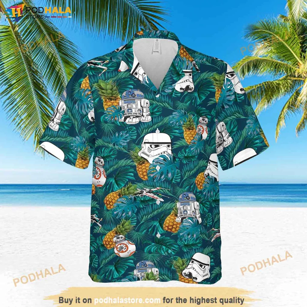 Star Wars Fan Tropical Shirt, Tropical Print Shirt With Stormtroopers And Spaceships Star Wars Fan Tropical Shirt, Tropical Print Shirt With Stormtroopers And Spaceships