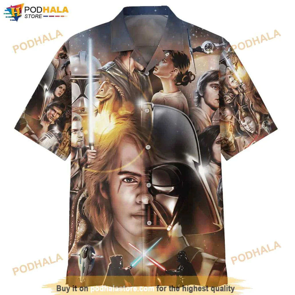 Star Wars Fan Hawaiian Shirt, Vibrant Darth Vader And Anakin Skywalker Design