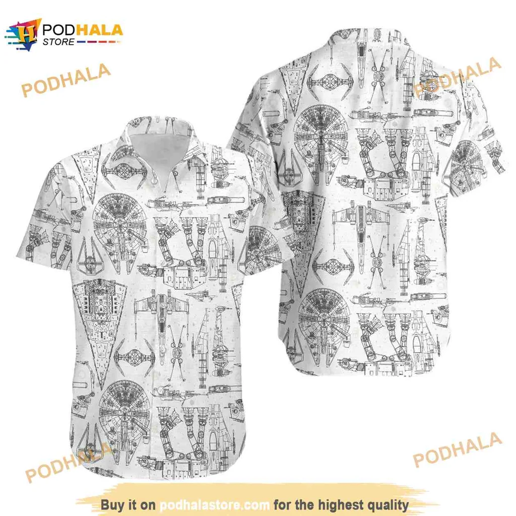 Star Wars Funny Hawaiian Shirt Featuring Iconic Spacecraft Designs