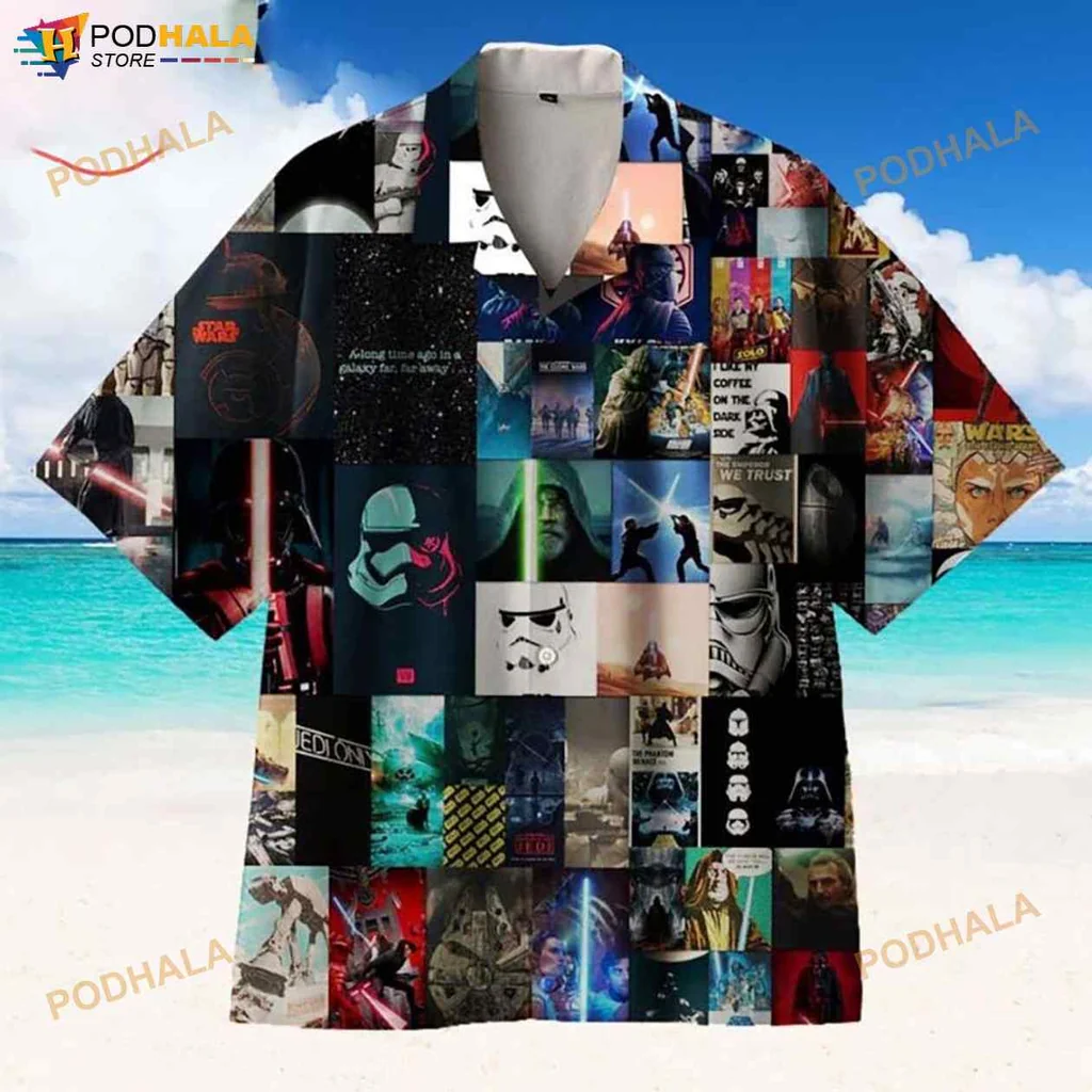 Star Wars Hawaiian Shirt Featuring Iconic Characters And Scenes