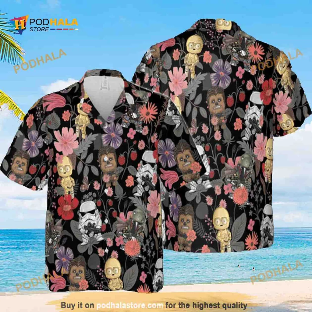 Star Wars Hawaiian Shirt Featuring Stormtrooper And Colorful Floral Design
