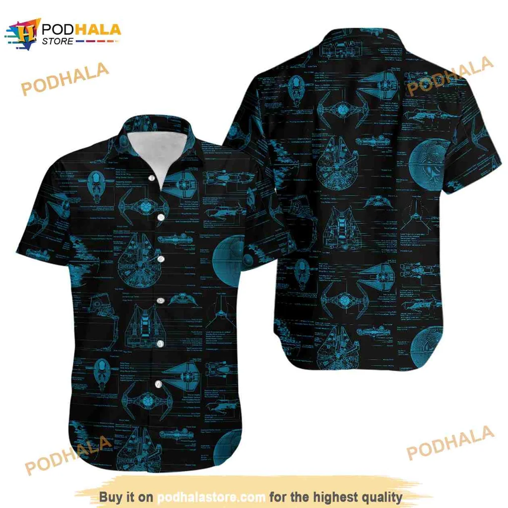 Star Wars Hawaiian Shirt With Millennium Falcon And X Wing Design
