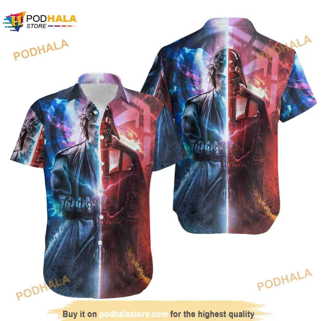 Star Wars Lightsaber Hawaiian Shirt With Bold Character Design