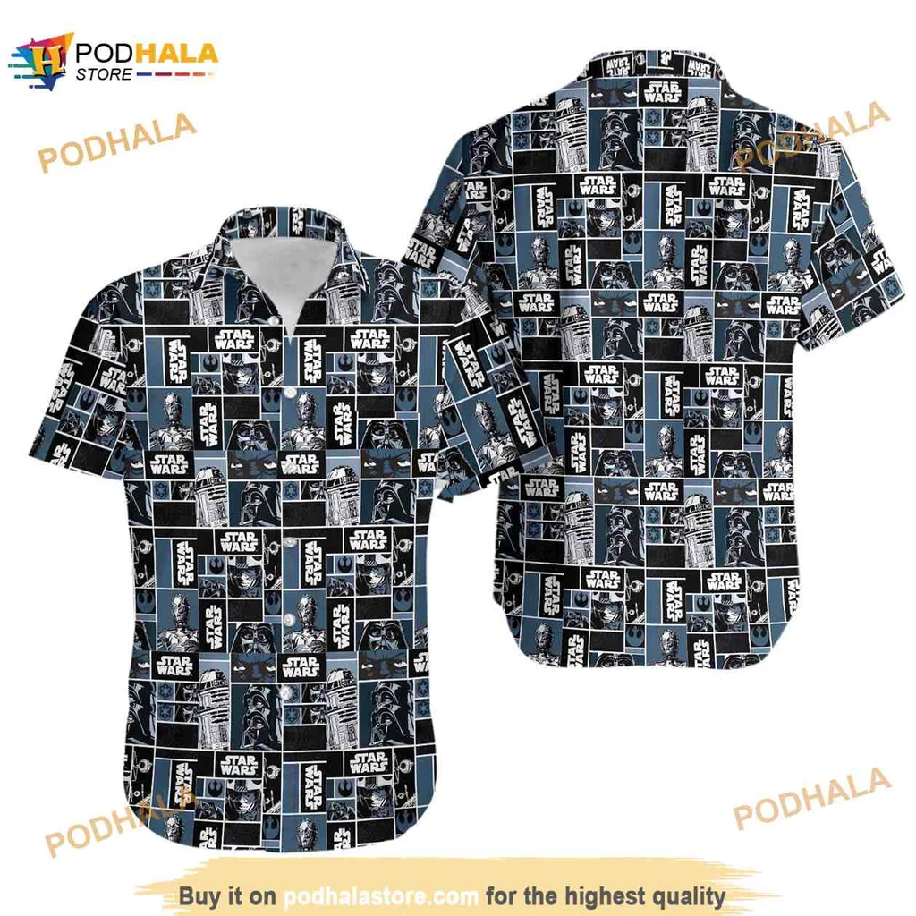 Star Wars Mandalorian Hawaiian Shirt Featuring Iconic Characters