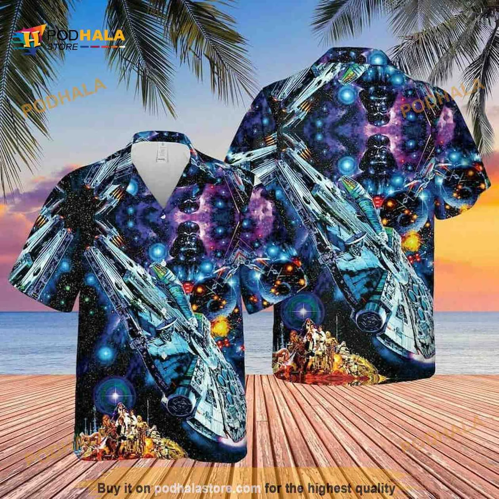 Star Wars Spaceship Aloha Shirt, Colorful Galactic Design