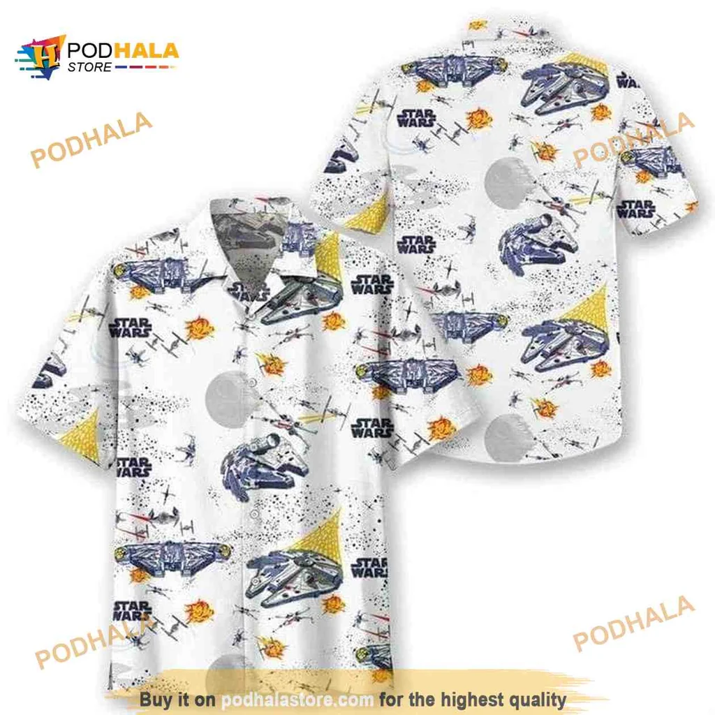 Star Wars Spaceships Hawaiian Shirt, Fun Beachwear For Sci Fi Fans