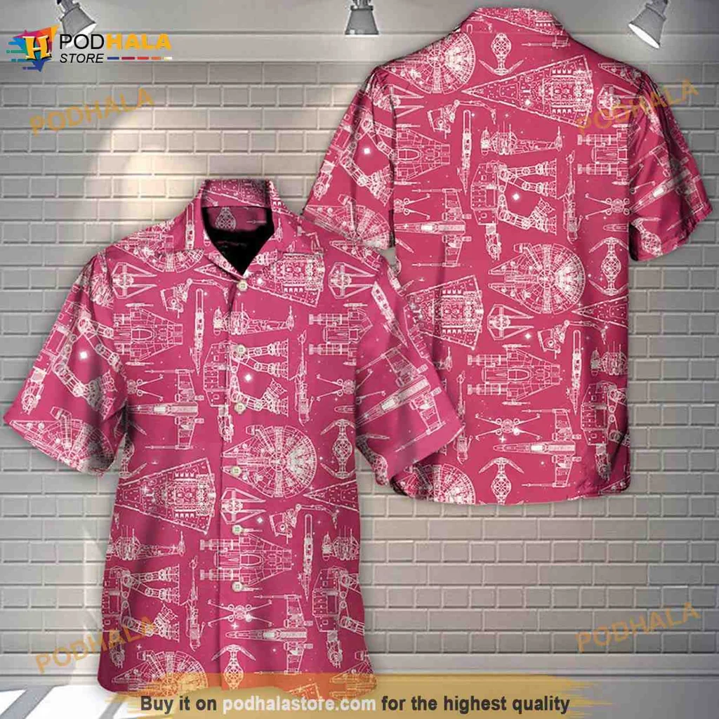 Star Wars Spaceships Hawaiian Shirt With Vibrant Pink Background