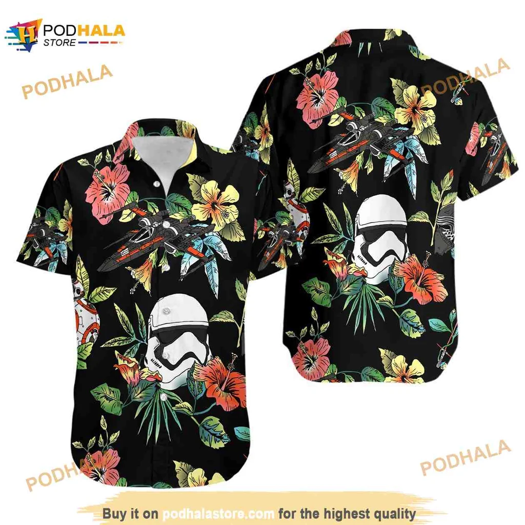 Star Wars Stormtrooper Aloha Shirt With Tropical Flowers