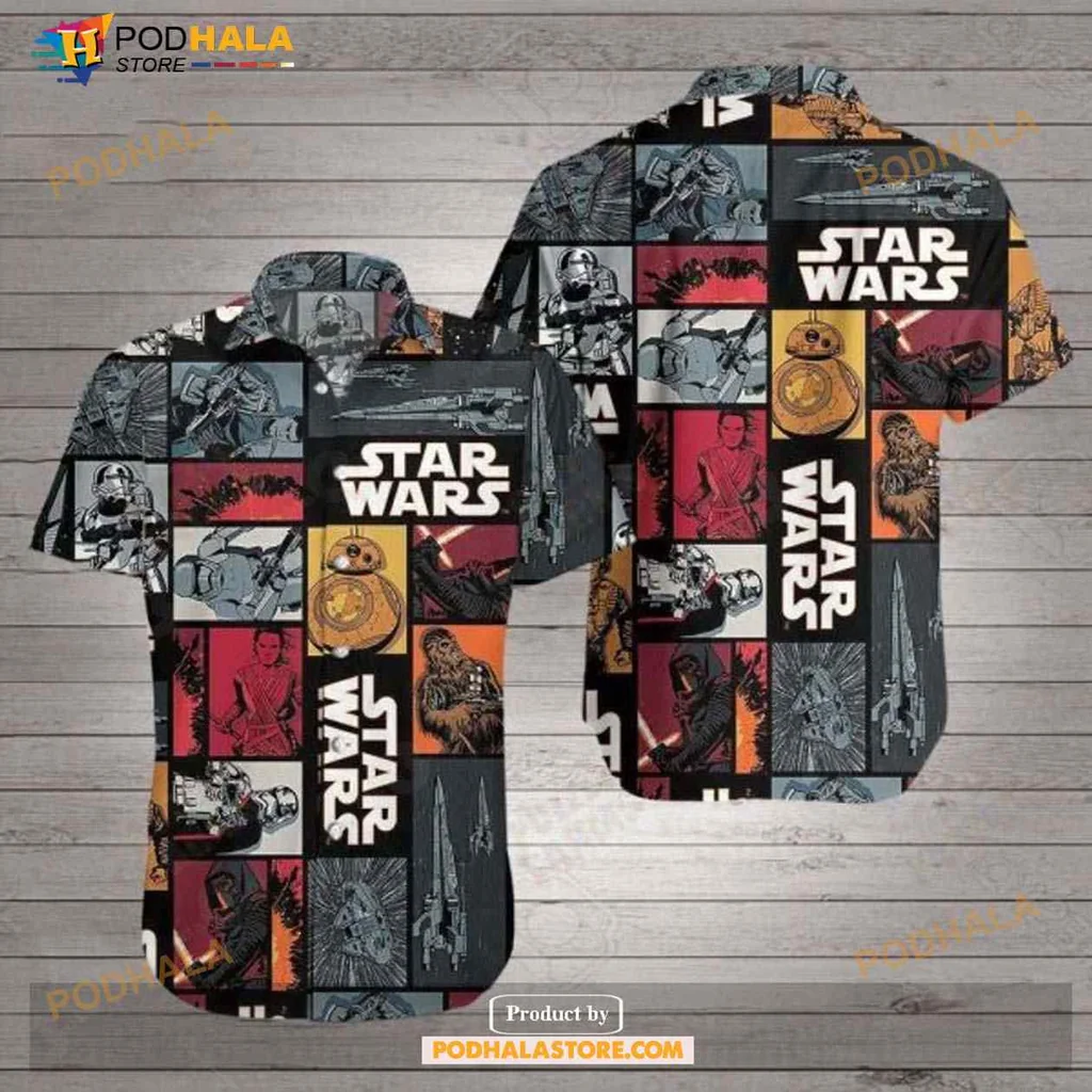 Star Wars Stormtrooper Hawaiian Shirt With Darth Vader And Bb 8 Pattern