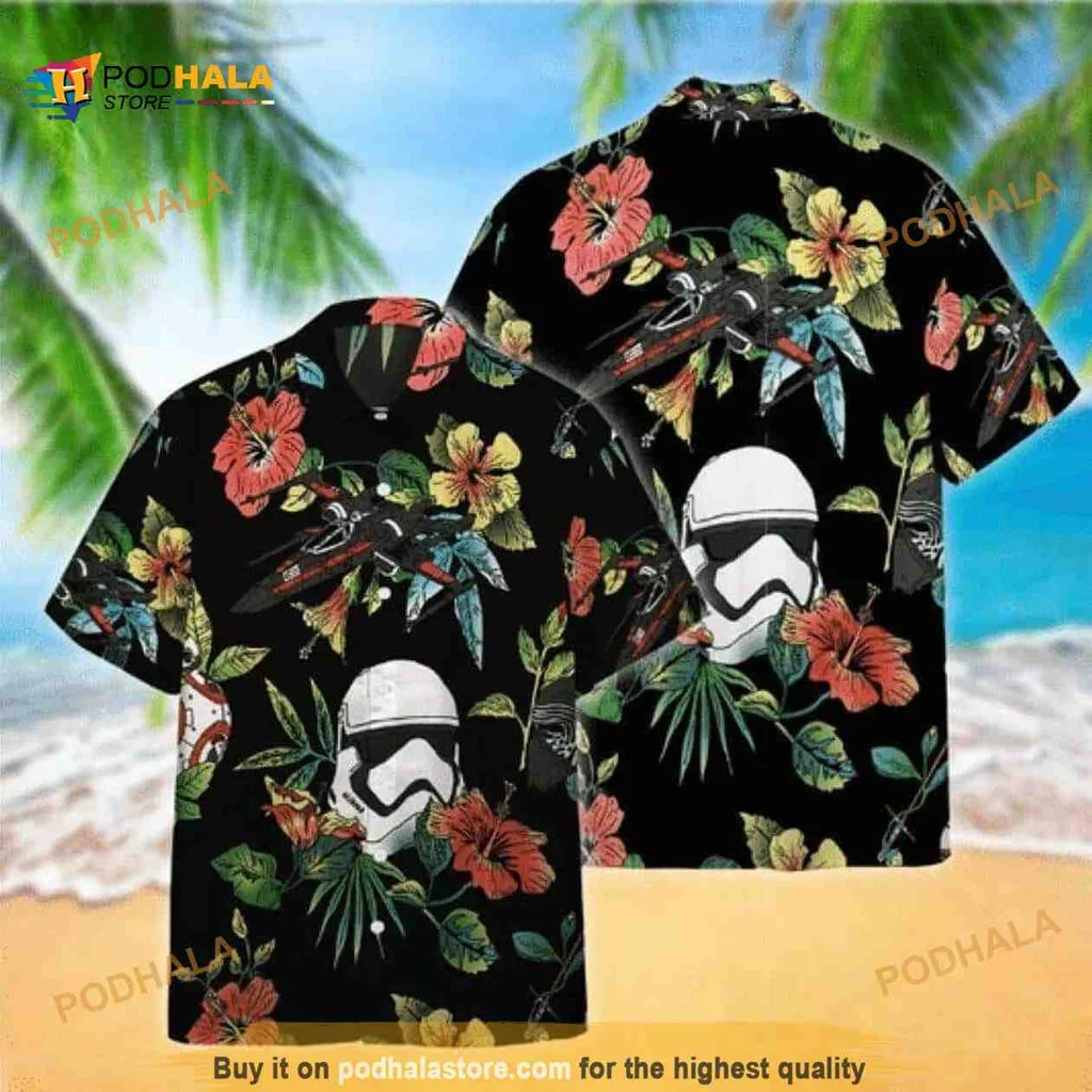 Star Wars Stormtrooper Hawaiian Shirt With Hibiscus Floral Design