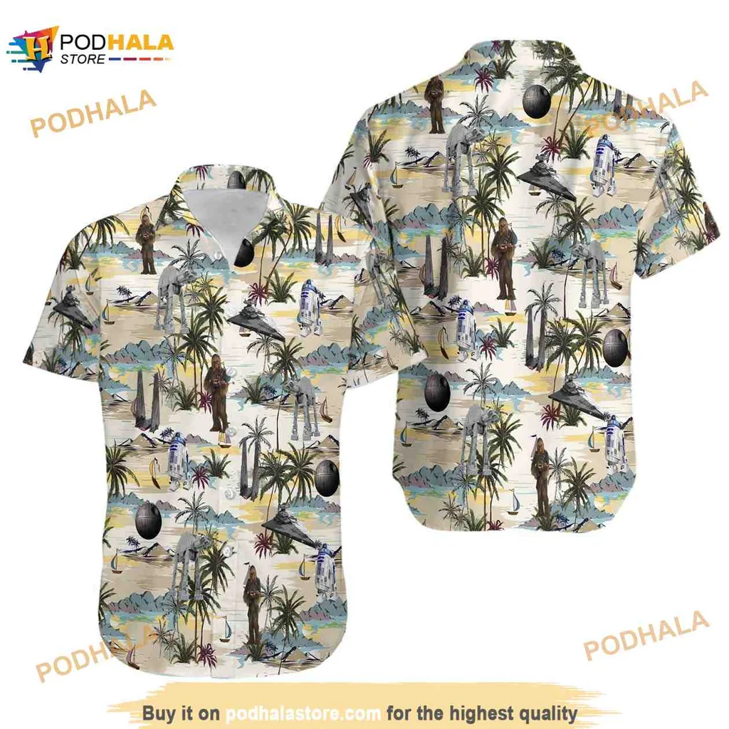 Star Wars Tropical Aloha Shirt With Iconic Characters And Sunset Design