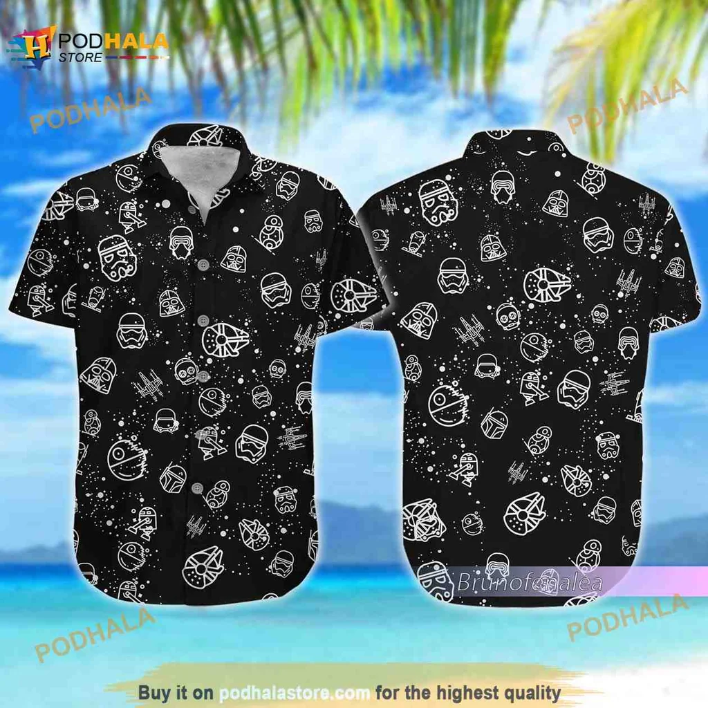 Star Wars Tropical Aloha Shirt With Stormtrooper And Death Star Design