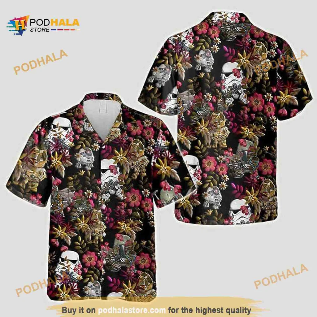 Star Wars Tropical Floral Shirt Featuring Stormtrooper Helmets