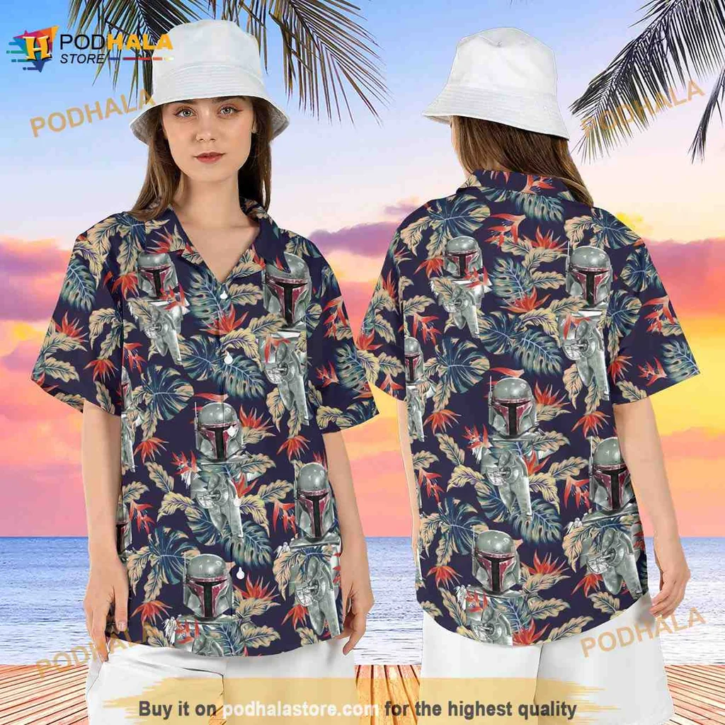 Star Wars Tropical Hawaiian Shirt Featuring Boba Fett Design