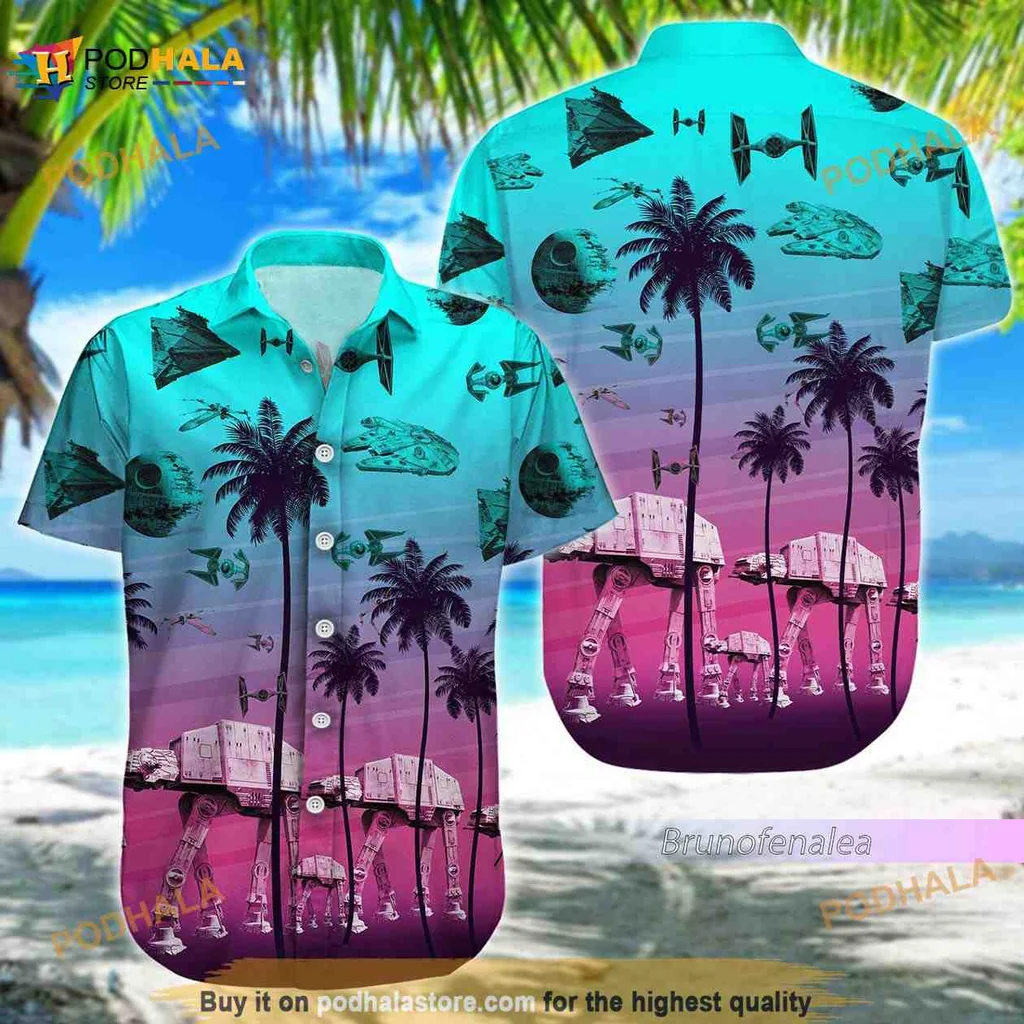 Star Wars Tropical Hawaiian Shirt Featuring Iconic Sci Fi Elements