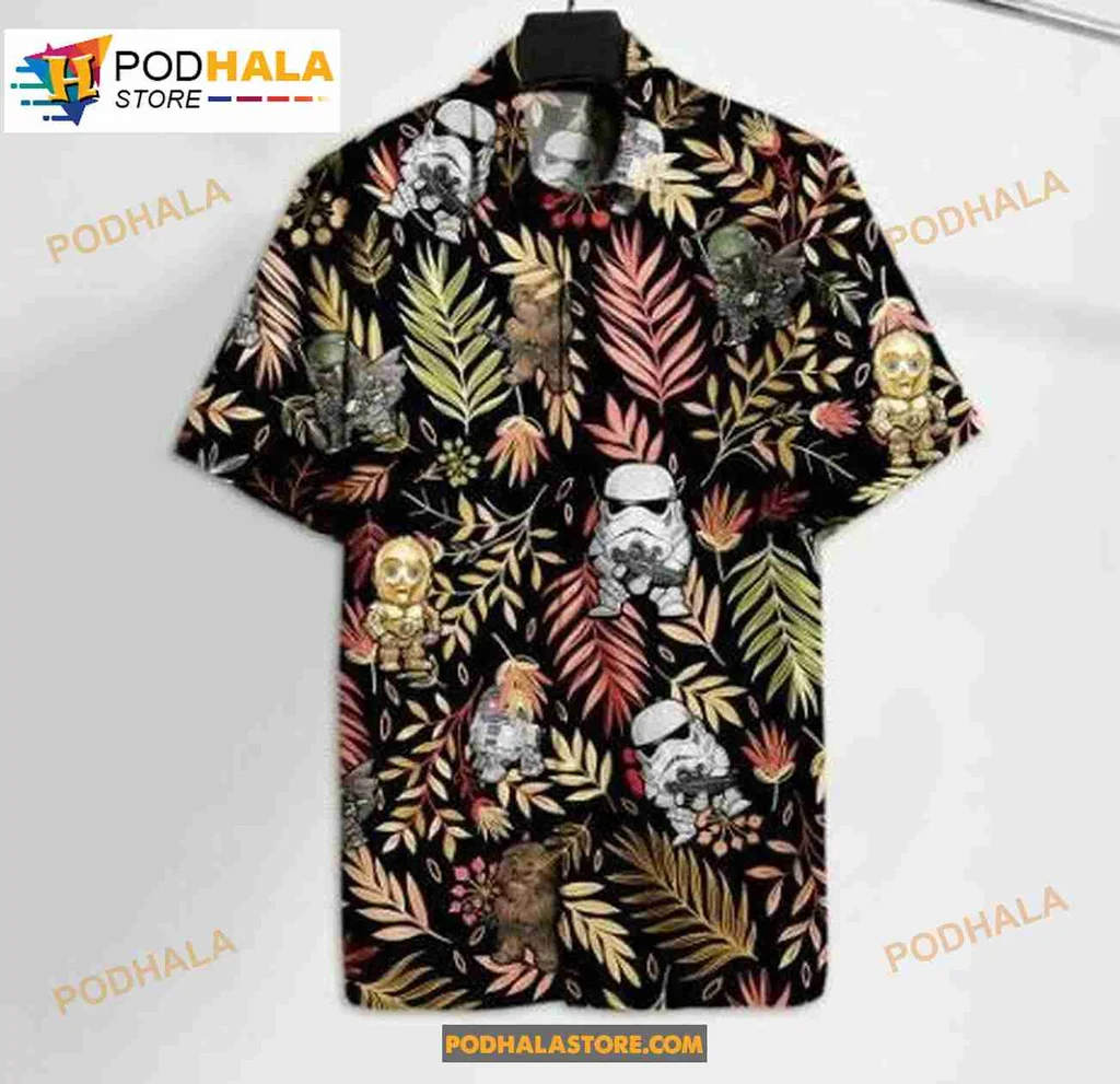 Star Wars Tropical Hawaiian Shirt With Colorful Cartoon Characters