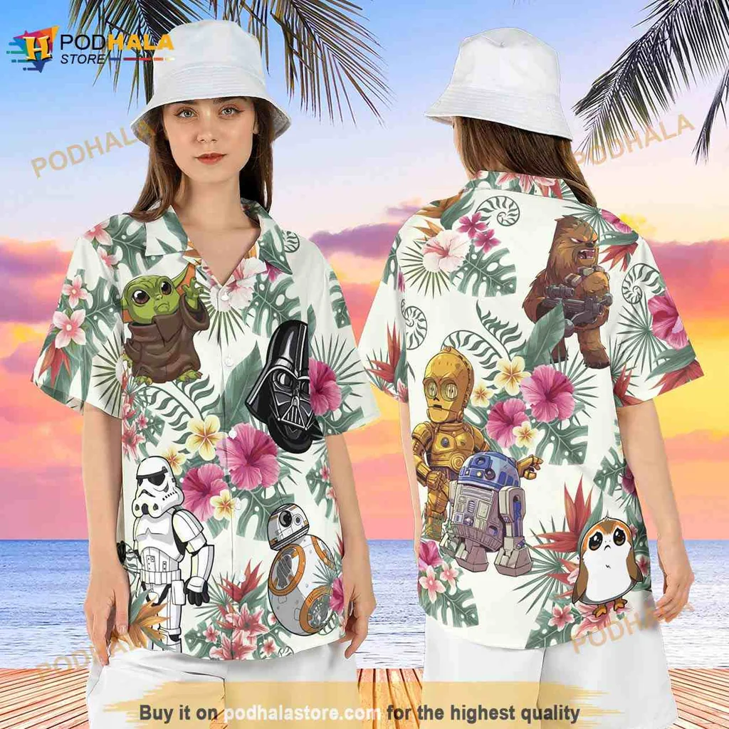 Star Wars Tropical Hawaiian Shirt With Grogu And Iconic Characters