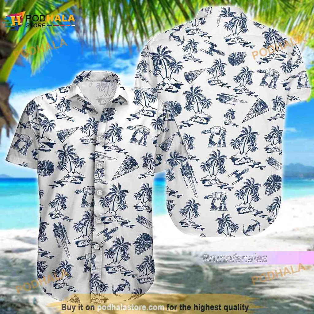 Star Wars Tropical Hawaiian Shirt With Surfboards And Palm Trees