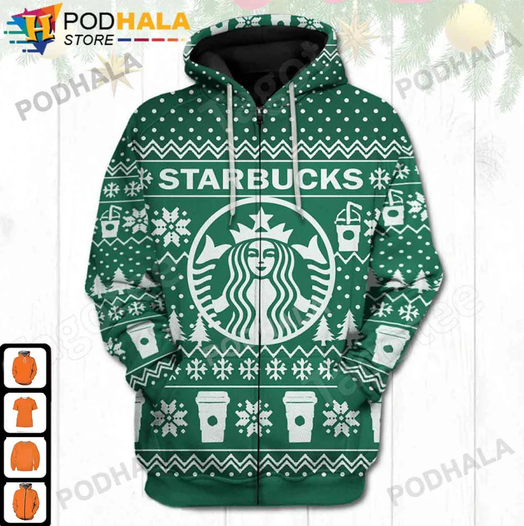 Starbucks Christmas 3d Hoodie With Festive Holiday Design
