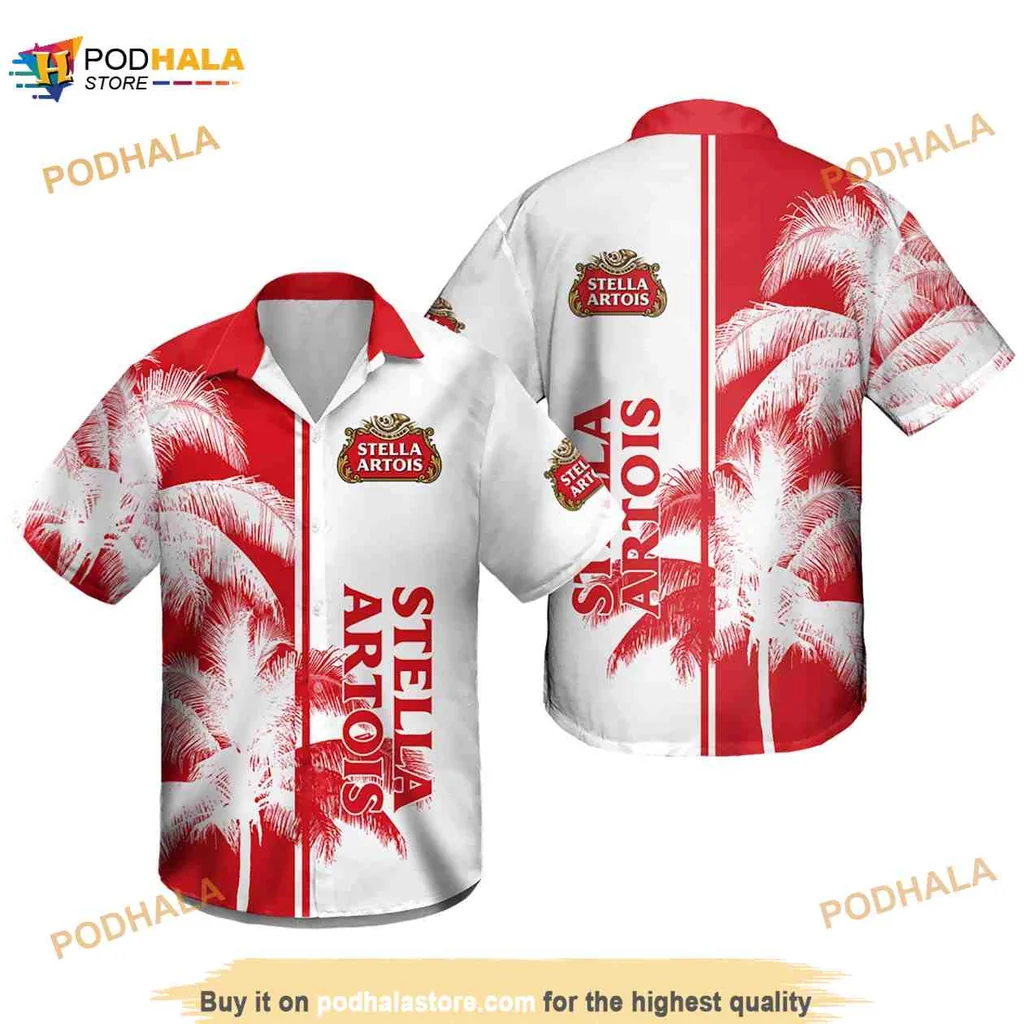 Stella Artois Tropical Hawaiian Shirt With Palm Trees