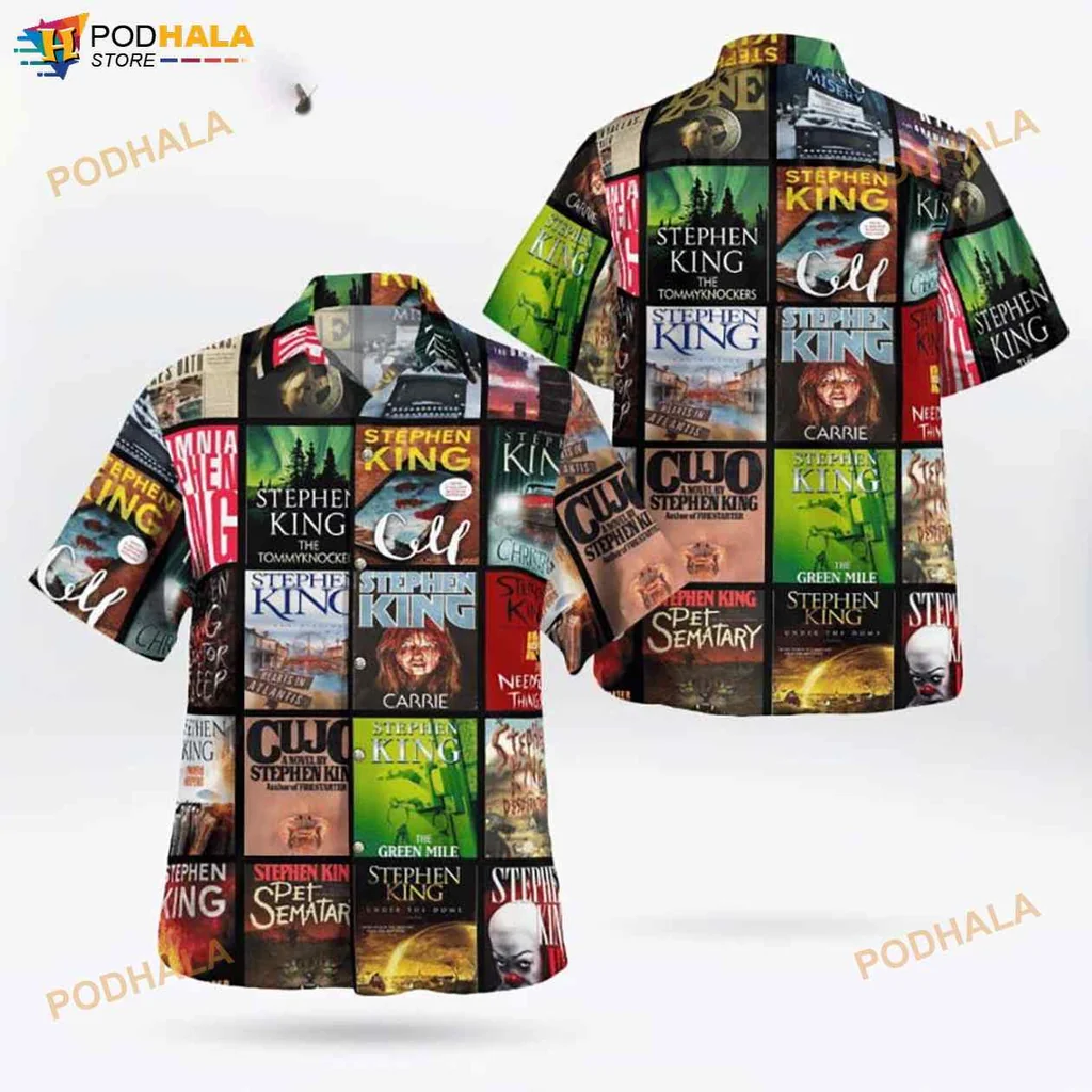 Stephen King Horror Hawaiian Shirt Featuring Iconic Book Covers