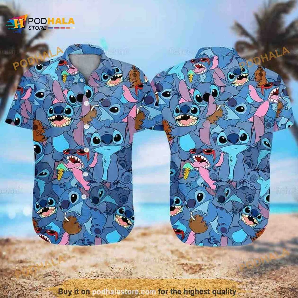 Stitch Disney Aloha Shirt, Colorful Hawaiian Beachwear For Fans