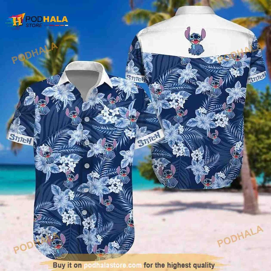 Stitch Hibiscus Aloha Shirt, Colorful Hawaiian Design With Disney Character