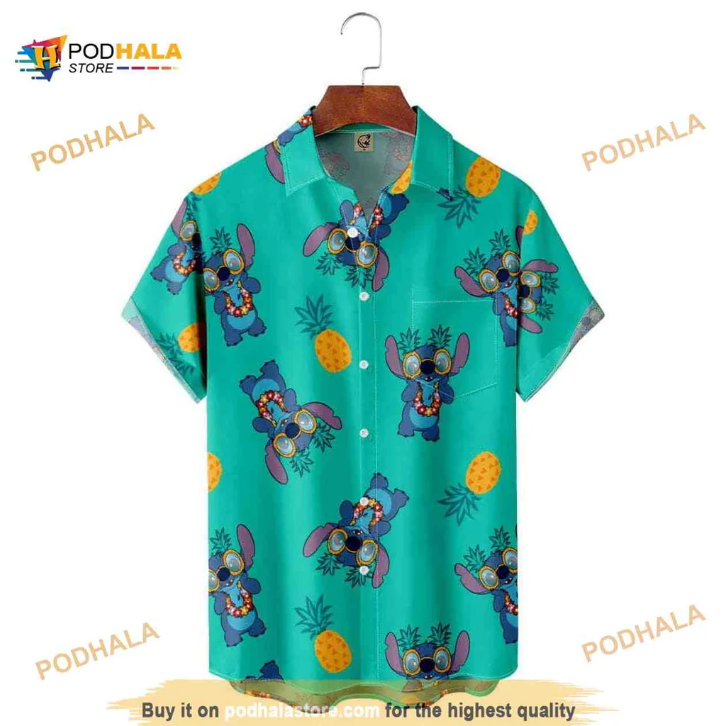 Stitch Pineapple Pattern Aloha Shirt With Tropical Vibe