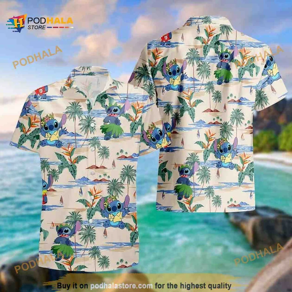 Stitch Tropical Aloha Shirt, Fun Hawaiian Print For Beach Lovers