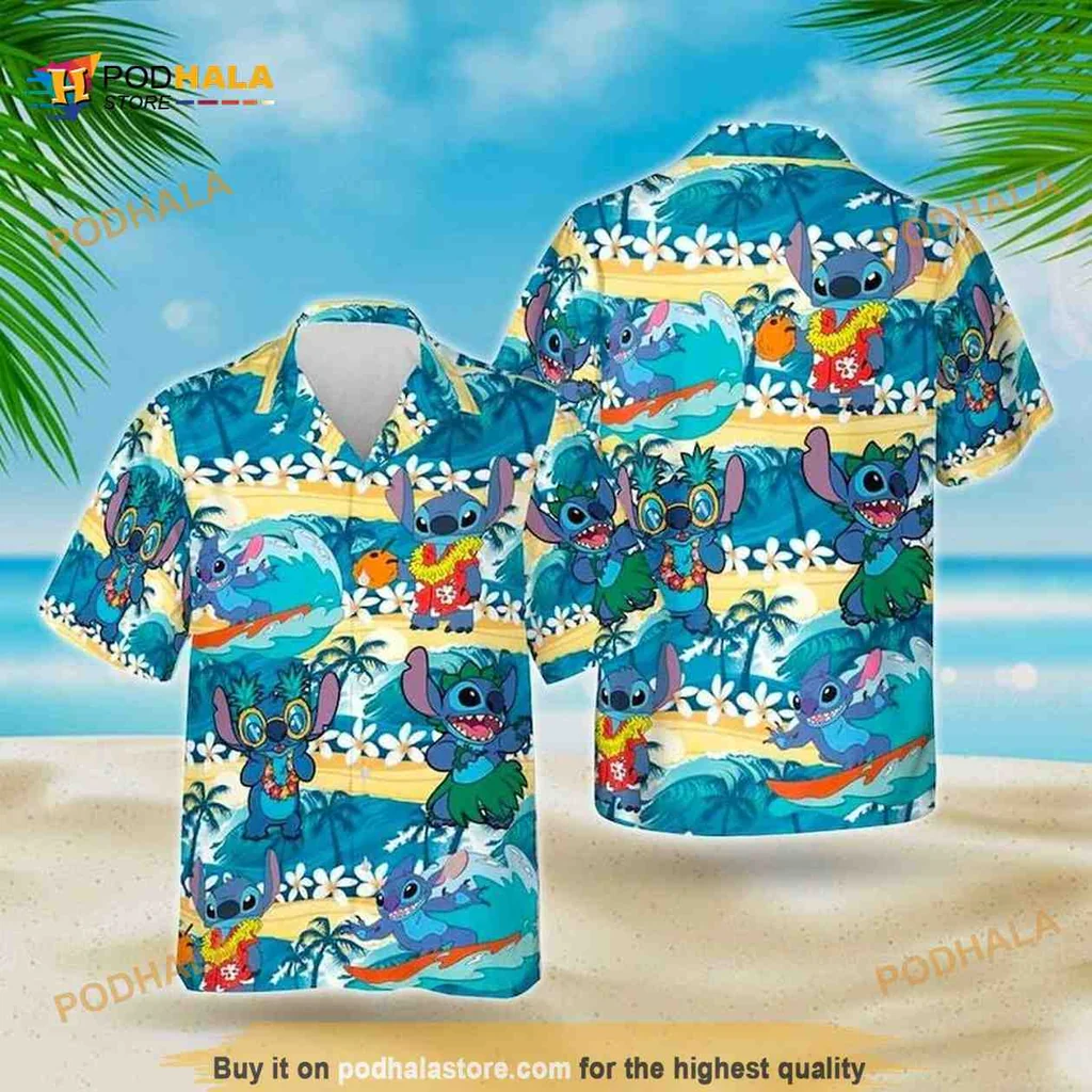 Stitch Tropical Aloha Shirt, Playful Disney Design With Vibrant Colors