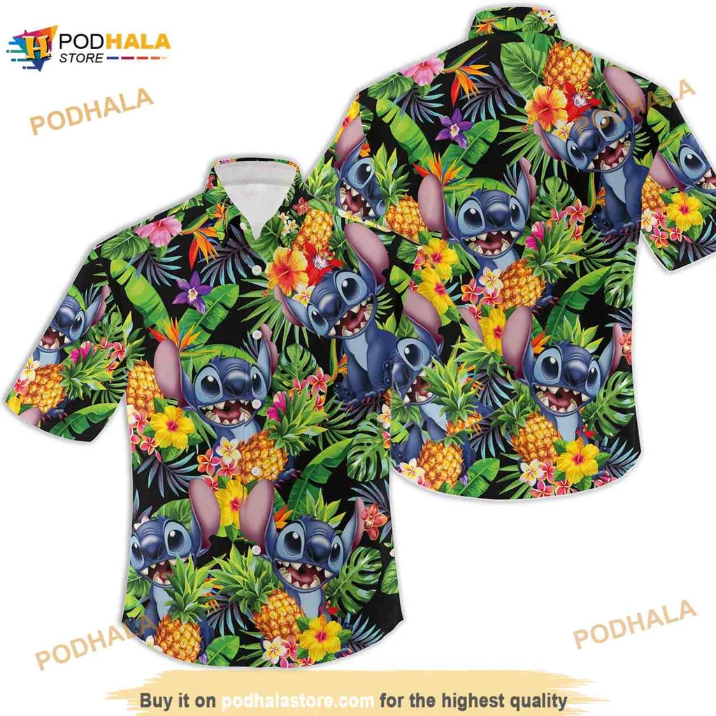 Stitch Tropical Aloha Shirt With Colorful Tropical Design