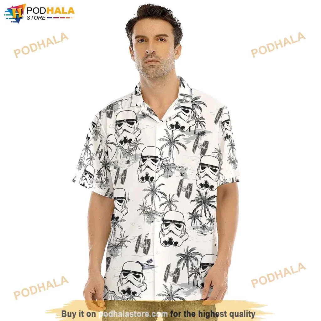 Stormtrooper Aloha Hawaiian Shirt With Tropical Palm Trees And Summer Vibes